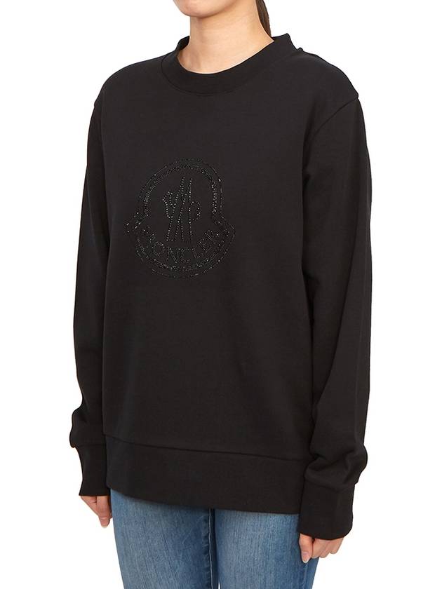 Crystal Logo Cotton Sweatshirt Black - MONCLER - BALAAN 3