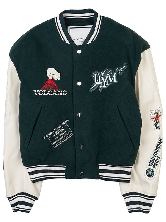 Volcano Varsity Bomber Jacket Green - WOOYOUNGMI - BALAAN 3