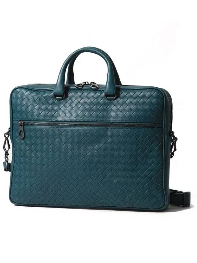 Intrecciato Calfskin Business Briefcases Turquoise - BOTTEGA VENETA - BALAAN 2