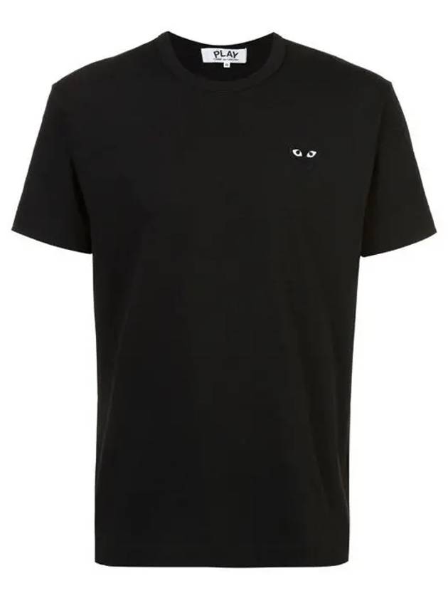 Men's Black Heart Waffen Short Sleeve T-Shirt Black - COMME DES GARCONS PLAY - BALAAN 7