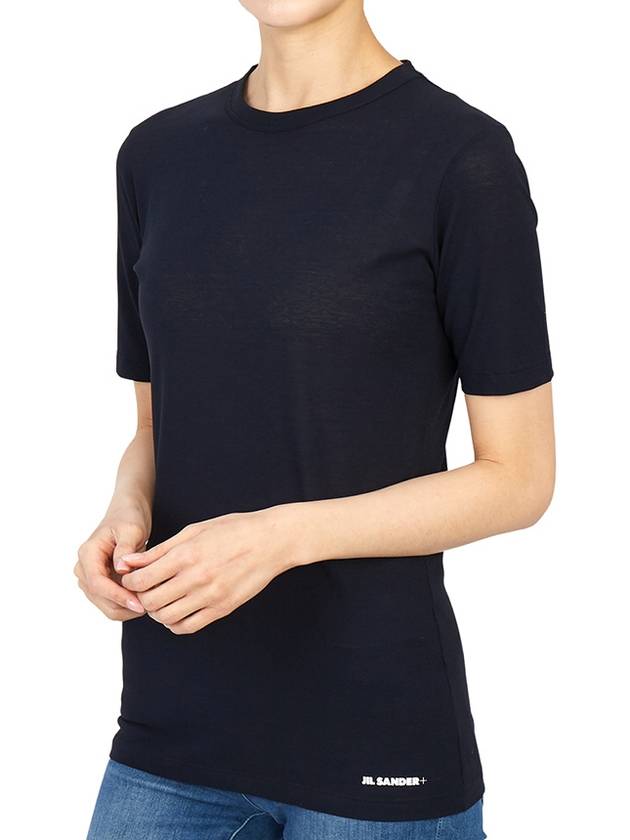 Women's Logo Hem Slim Short Sleeve T-Shirt Navy - JIL SANDER - BALAAN.