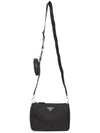 Triangle Logo Re-Nylon Saffiano Leather Shoulder Bag Black - PRADA - BALAAN 8