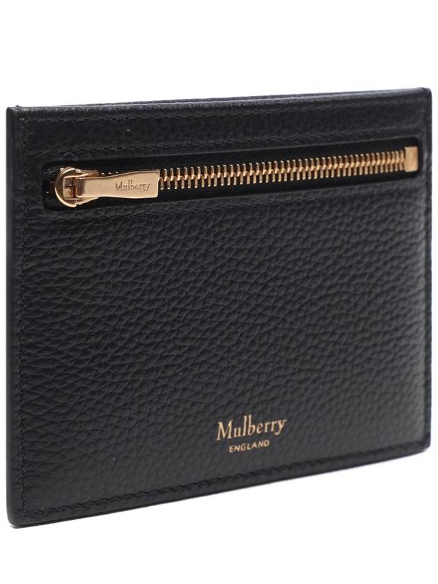 Classic Grain Leather Zipper Card Wallet Black - MULBERRY - BALAAN 4