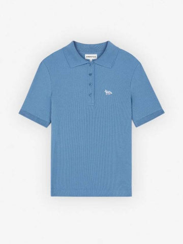 Baby Fox Polo Collar Tshirt Short Sleeve Tshirt Blue - MAISON KITSUNE - BALAAN 1