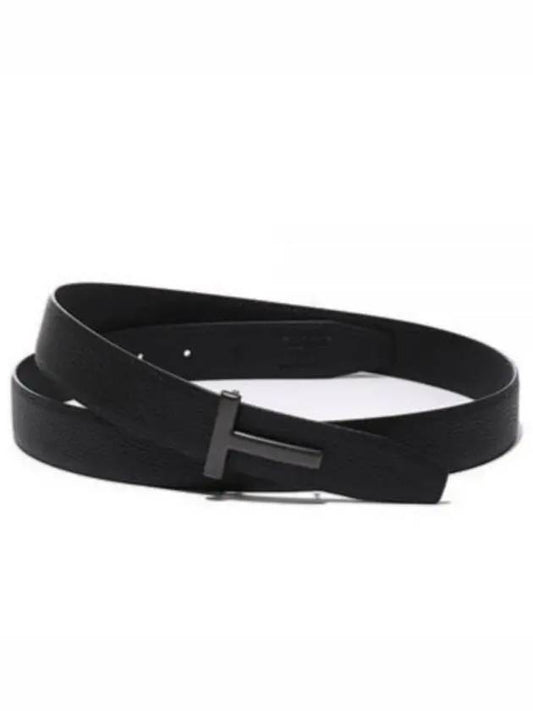 Black Reversible Leather Belt Black - TOM FORD - BALAAN 2