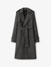 Double Breasted Belt Long Wool Trench Coat Grey Melange - BURBERRY - BALAAN 2