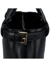 Double Belt Buckle Large Leather Handles Tote Bag Black - PRADA - BALAAN 10