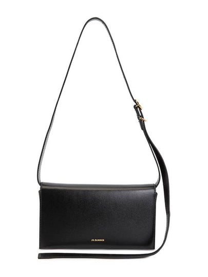 Logo Print Leather Shoulder Bag Black - JIL SANDER - BALAAN 2