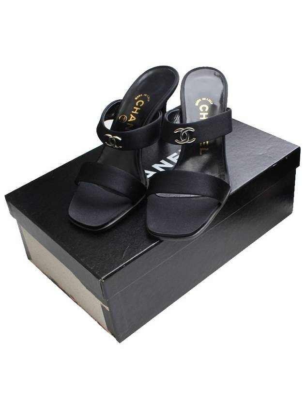 Black Satin Mule Slippers 35 - CHANEL - BALAAN 5