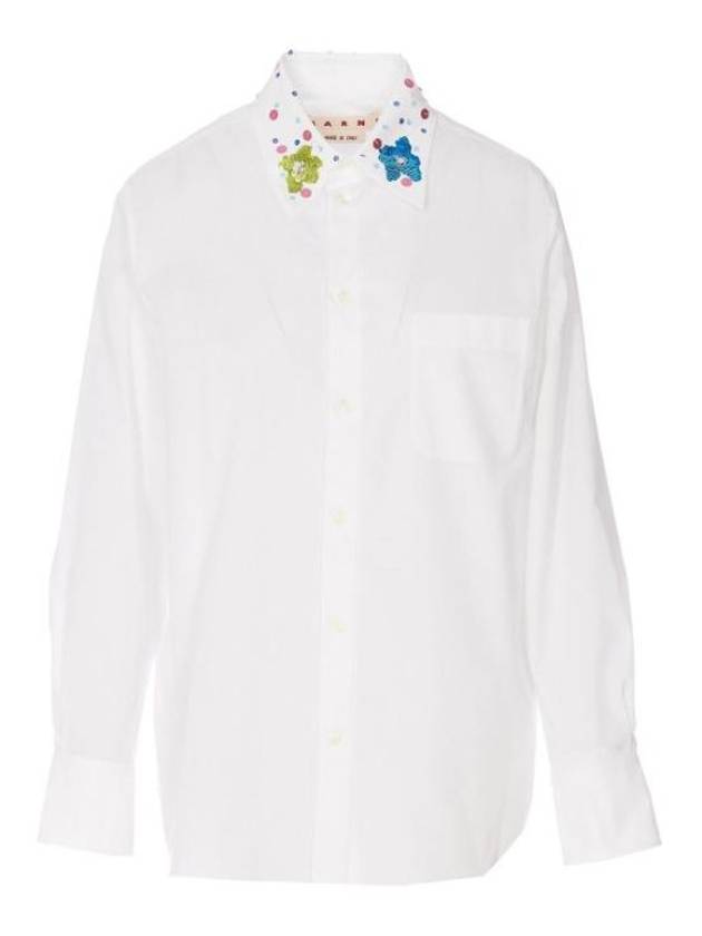 Embroidered Collar Regular Fit Shirt Lily White - MARNI - BALAAN 2