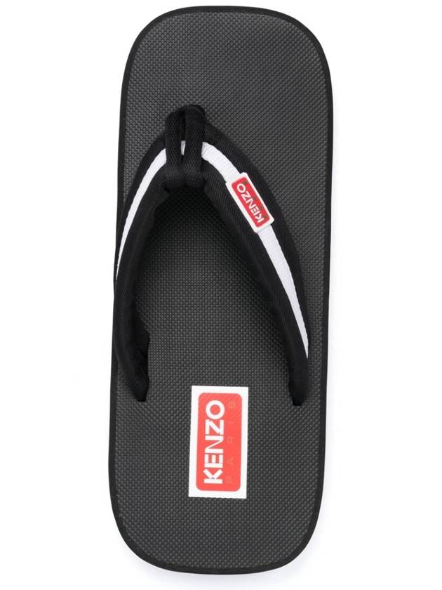 Men's Setta Logo Patch Nylon Flip Flops Black - KENZO - BALAAN 5