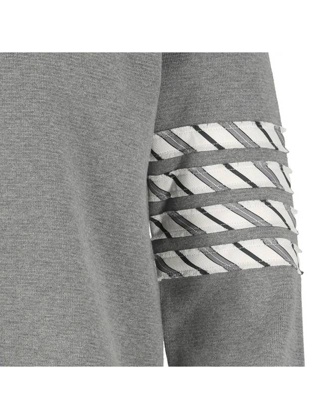 Diagonal Silk Stripe Crew Neck Knit Top Grey - THOM BROWNE - BALAAN 5