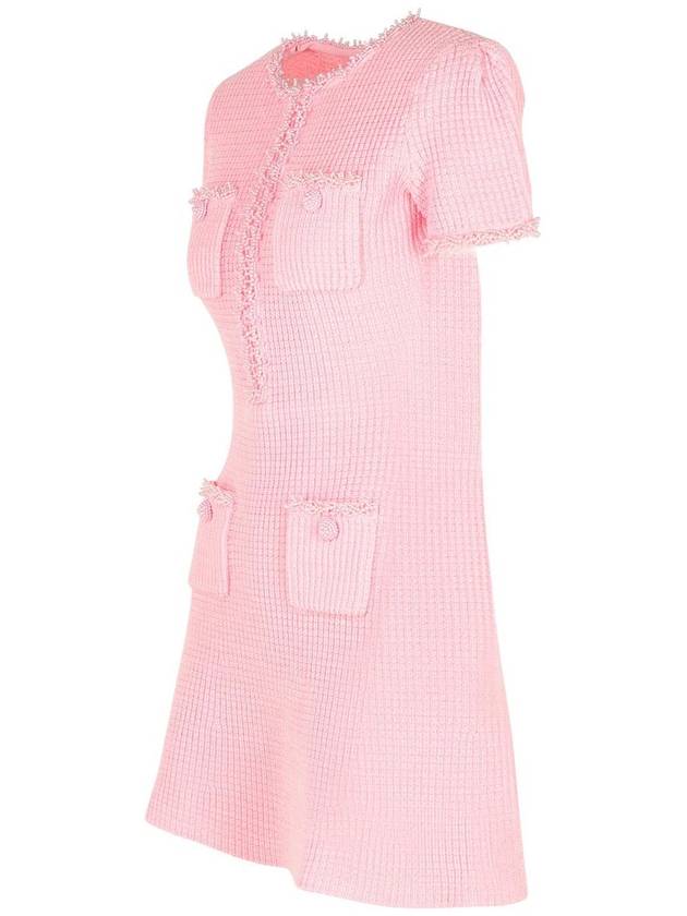 Self-Portrait 'Waffle' Pink Polyester Blend Dress - SELF PORTRAIT - BALAAN 2