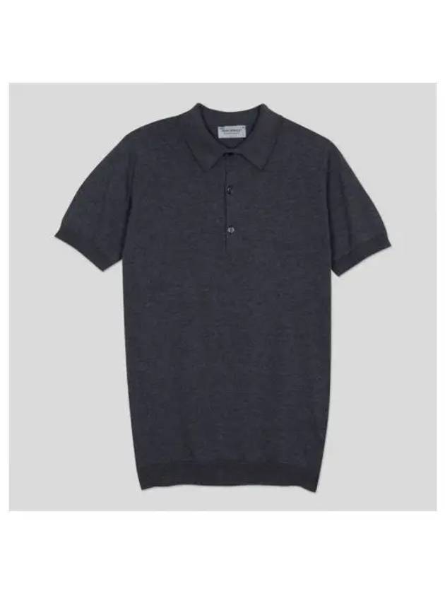 Adrian knit collar shirt charcoal - JOHN SMEDLEY - BALAAN 1