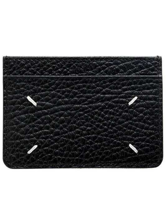 Grain Leather Stitch Card Wallet Black - MAISON MARGIELA - BALAAN 1