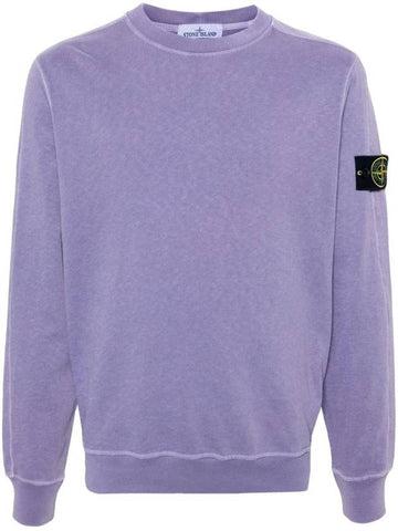 Logo Patch Crew Neck Sweatshirt Purple - STONE ISLAND - BALAAN 1