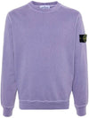 Logo Patch Crew Neck Sweatshirt Purple - STONE ISLAND - BALAAN 1