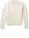 Cable Crew Neck Wool Knit Top Offwhite - AMI - BALAAN 2