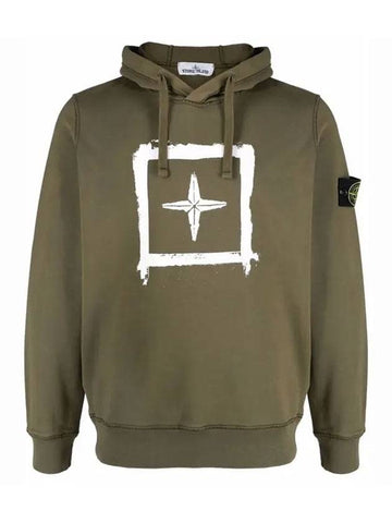 Men's Wappen Patch Box Logo Hoodie Khaki - STONE ISLAND - BALAAN 1