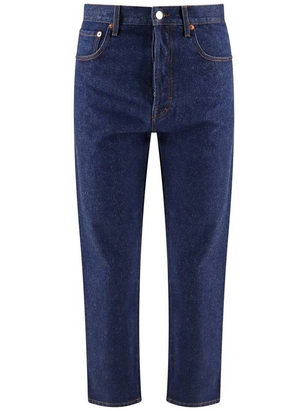 Cropped Denim Jeans Dark Blue - GUCCI - BALAAN 1