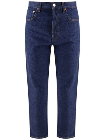 Cropped Denim Jeans Dark Blue - GUCCI - BALAAN 1