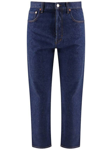 Cropped Denim Jeans Dark Blue - GUCCI - BALAAN 1