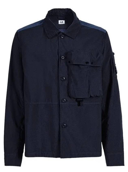 Men's Lens Wappen Tyrone Overfit Long Sleeve Shirt Jacket Navy - CP COMPANY - BALAAN 1