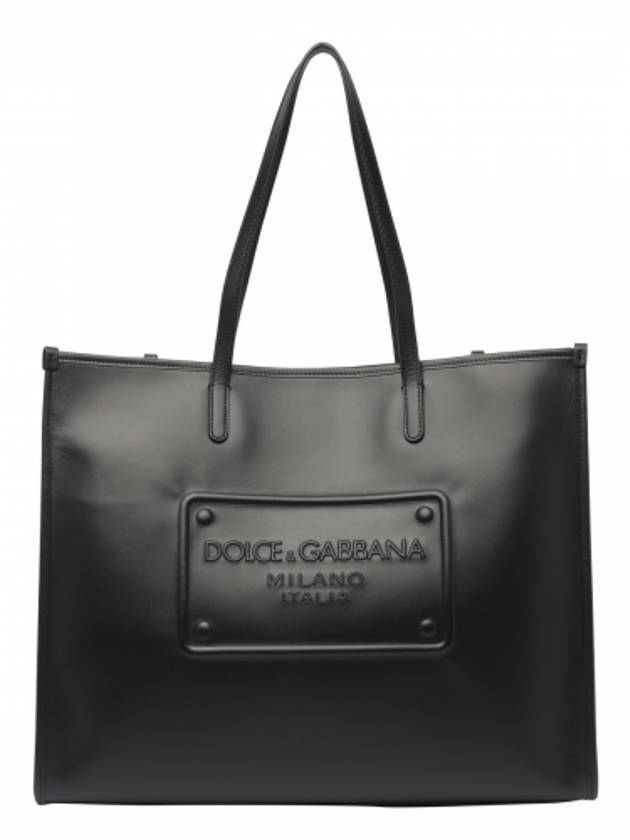 Embossed Logo Leather Tote Bag Black - DOLCE&GABBANA - BALAAN 1