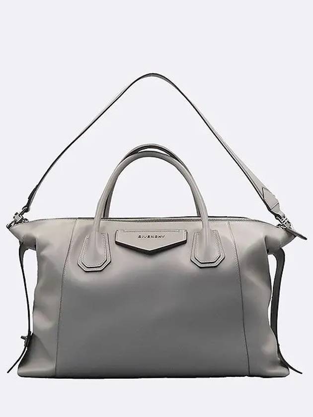 Gray color leather soft Antigona large tote bag shoulder strap 2WAY - GIVENCHY - BALAAN 3