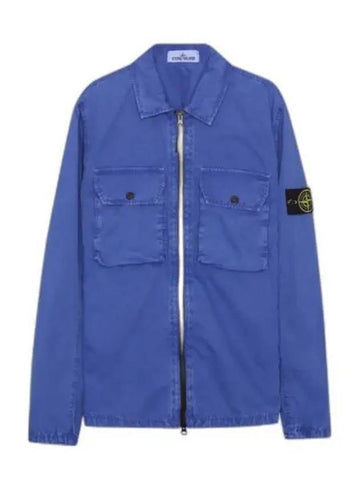 Waffen Patch Two Pocket Cotton Over Zip-Up Jacket Periwinkle - STONE ISLAND - BALAAN 1