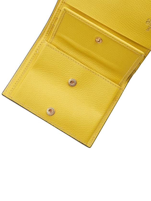 Compact V Logo Signature Calfskin Half Wallet Cedar Yellow - VALENTINO - BALAAN 9