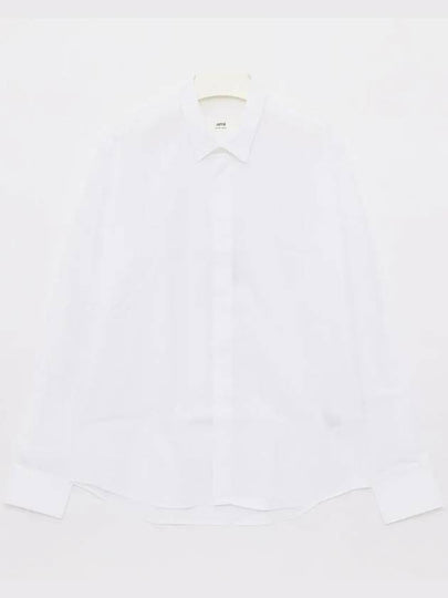 Heart Logo Tonal Cotton Poplin Long Sleeve Shirt White - AMI - BALAAN 2