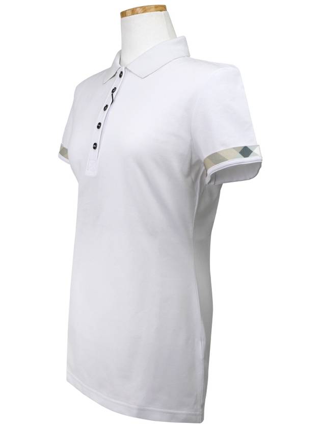 Women's Check Pattern Polo Shirt White - BURBERRY - BALAAN 3