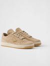 Downtown Suede Low Top Sneakers Ecru - PRADA - BALAAN 2