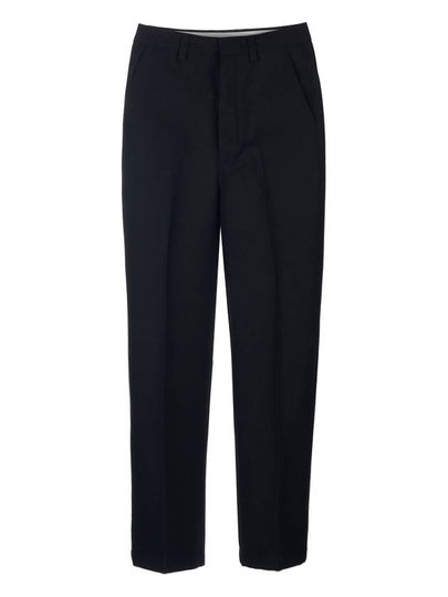 Gabardine Wool Loose Fit Wide Pants Black - AMI - BALAAN 2