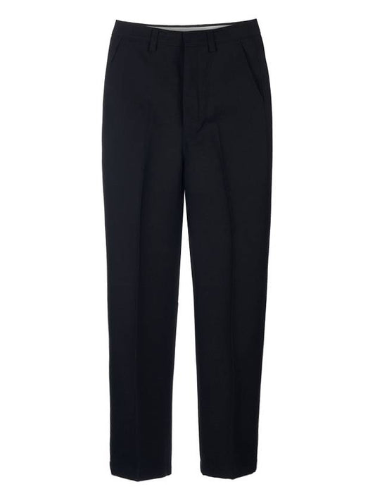 Gabardine Wool Loose Fit Wide Pants Black - AMI - BALAAN.