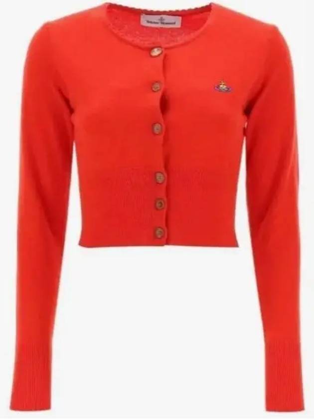 Bea ORB Embroidered Logo Crop Cardigan Red - VIVIENNE WESTWOOD - BALAAN 2