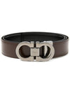 Double Gancini Reversible Leather Belt Black Auburn - SALVATORE FERRAGAMO - BALAAN 3