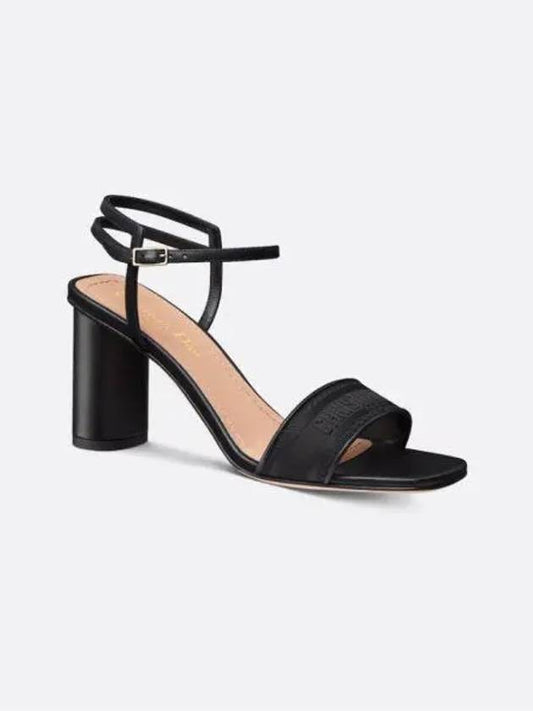 Dway Embroidery Satin Lambskin Sandals Heels Black - DIOR - BALAAN 1