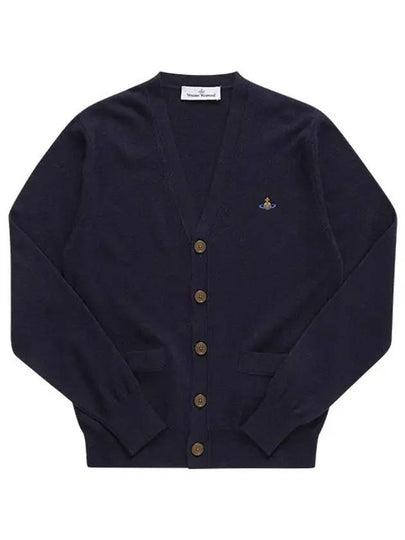 Logo Embroided Button Wool Cardigan Navy - VIVIENNE WESTWOOD - BALAAN 2