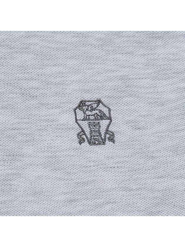 Embroidered Logo Short Sleeve Polo Shirt Grey - BRUNELLO CUCINELLI - BALAAN 6