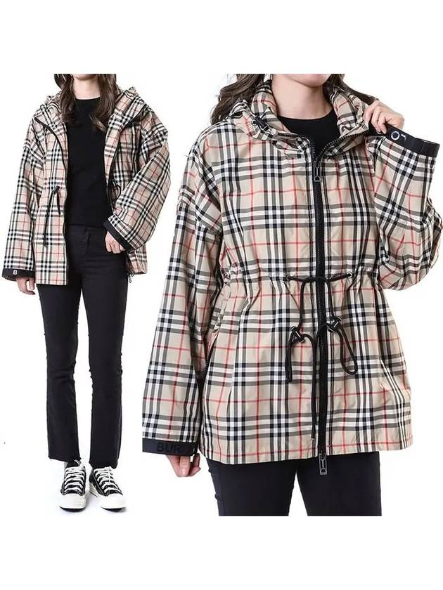 Women's Back-tone Check Zip-up Hooded Jacket Beige - BURBERRY - BALAAN 2