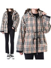 Women's Back-tone Check Zip-up Hooded Jacket Beige - BURBERRY - BALAAN 3