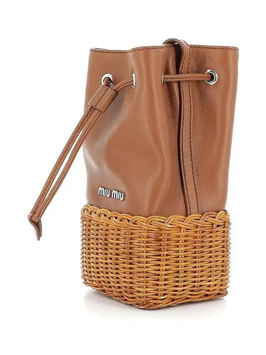 Mini Rattan Bag Bucket Bag Brown 5BH127 A603 - MIU MIU - BALAAN 2