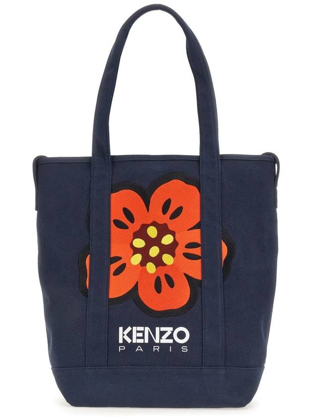 Boke Flower Cotton Tote Bag Navy - KENZO - BALAAN 2