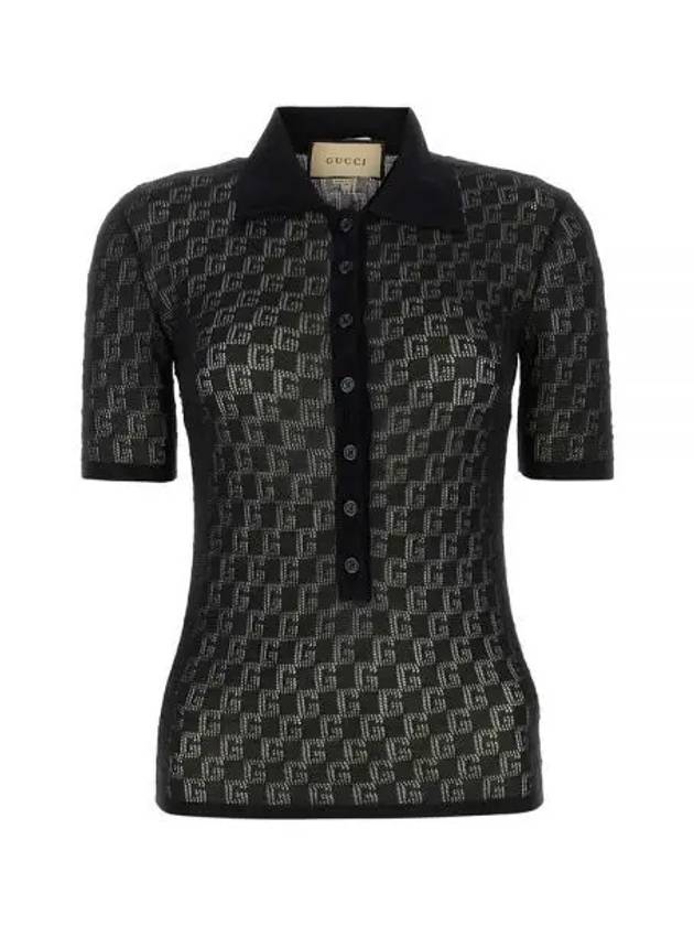 GG Cotton Silk Blend Polo Shirt Black - GUCCI - BALAAN 2