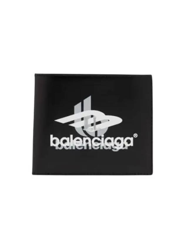 Logo Print Leather Half Wallet Black - BALENCIAGA - BALAAN 2