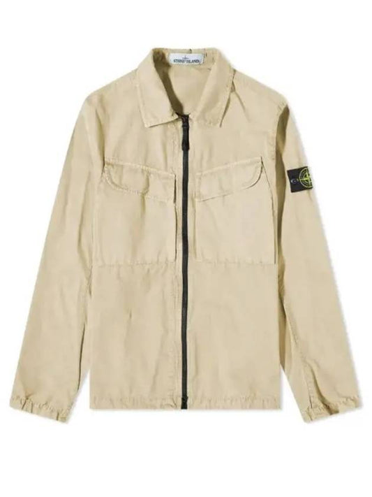 Wappen Patch Old Effect Zip-Up Jacket Beige - STONE ISLAND - BALAAN 2