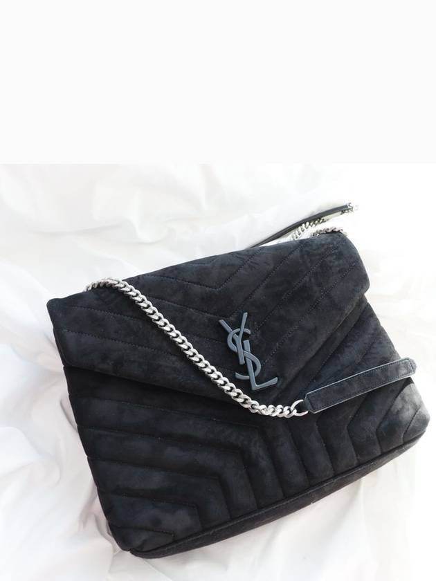 Monogram Lulu Chain Bag Medium Suede Black 669048 1U8E6 1000 - SAINT LAURENT - BALAAN 2