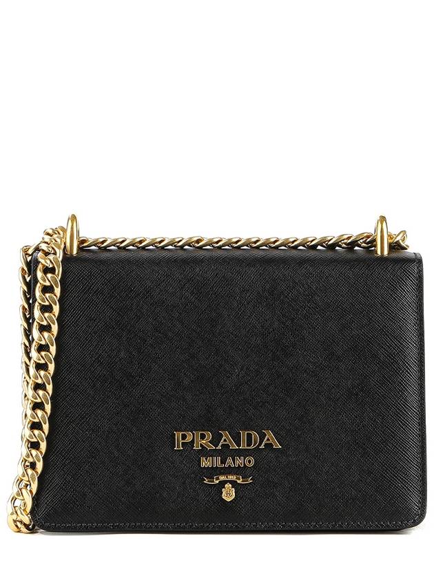 Saffiano Leather Chain Shoulder Bag Black - PRADA - BALAAN 2